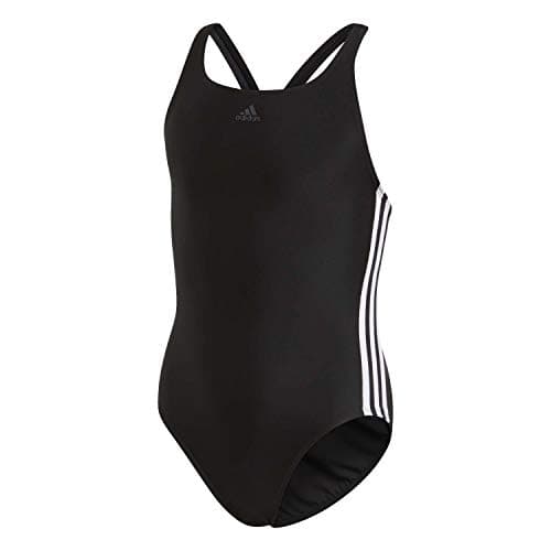 Image of Adidas Girls Athly V 3-Stripes Swimsuit - Black/White, Size: 110