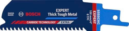 Image of Bosch Professional 1x Expert ‘Thick Tough Metal’ S 555 CHC Reciprocating Saw Blade (for Tough steel, Cast iron, Length 100 mm, Accessories Reciprocating Saw)