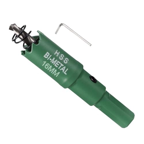 Image of METALLIXITY Bi-Metal Hole Saw 5/8", M42 HSS Circular Head 16mm Hole Cutter with Center Drill Bit - for Thick Stainless Steel Hard Steel Sheet, Green