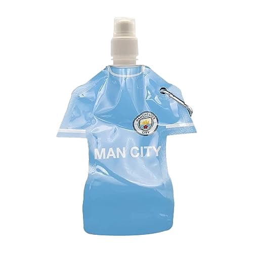 Image of Manchester City FC Official Football Flat Sports Water Bottle (350ml) (One Size) (Light Blue/White)