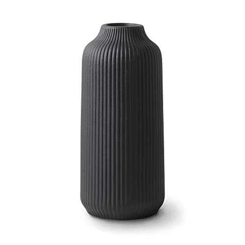 Image of Ceramic Vase in Nordic Style, Deco Large for Pampas Grass, Boho Deco Black Matt 10 Inch Flower, Scandinavian Design Home Decoration for Fresh & Dried Flowers (Size L)