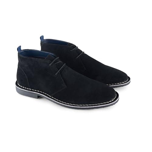 Image of Catesby England Sahara Suede Leather Desert Boots Men Extra Padded Casual Chukka Boots Men, Black, UK 11