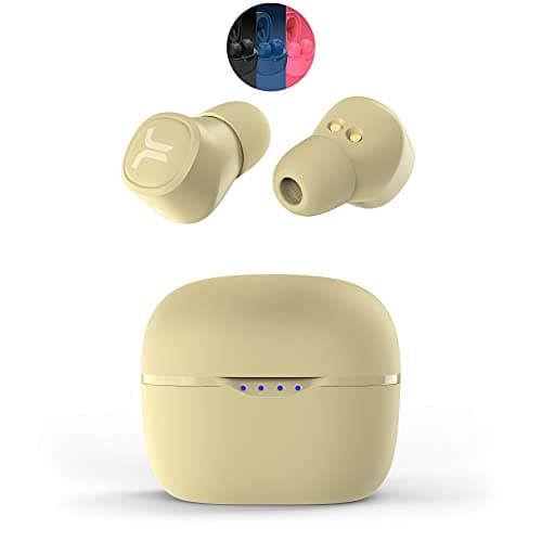 Image of WESC True Wireless Headphones, Bluetooth Earphones with LED Wireless Charging Case, 20Hrs Playtime, Touch Control, IPX4 Water Resistant Earbuds - Sand