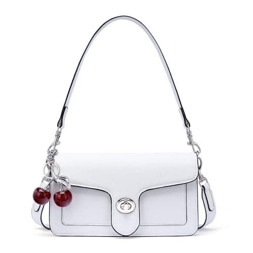 Image of Lexiyat Shoulder for Women Trendy Crossbody Bags Leather Designer Handbags Ladies Handbags Cherry Bags Charm with 2 Straps White