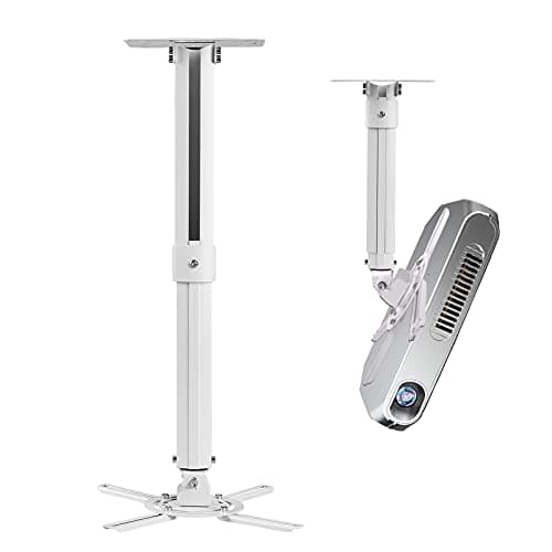 Image of Suptek Projector Ceiling/Wall Mount - 360° Rotate, 90° Swivel & Tilt, 210-540mm Extension Pole, Max 13.6kg, 70-300mm Fixing Holes, White PR05W
