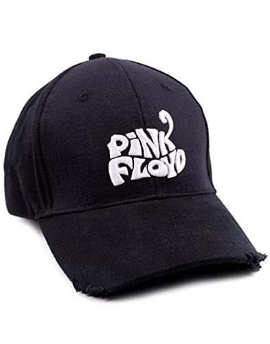 Image of Pink Floyd Cap Unisex Adults Teens White Logo Raw Peak Black Hat One Size