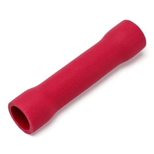 Image of 100 Pack Insulated Straight Butt Connectors Electrical Wire Crimp Cable Terminals (Red 3.3mm)