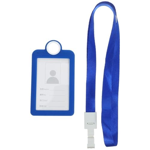 Image of MUCKLILY Blue Silicone Reusable Id Card Sleeve with Lanyard Anti-wear Badge Holder for Credit Cards for Security Staff and Teachers