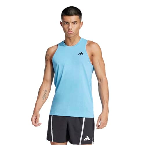Image of adidas Train Essentials Men's Feelready Sleeveless T-Shirt, Semi Blue Burst/Black, X-Small, Semi Blue Burst/Black, XS