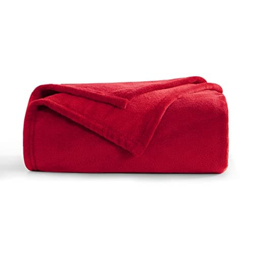 Image of Aisbo Red Throws Blanket for Sofas - Single Fluffy Blanket Bed Throw Fleece, Warm Soft Flannel Blanket for Couch, 130x150cm