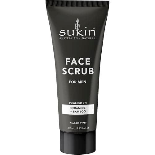 Image of Sukin - Mens Face Scrub - Natural and Revitalising Face Scrub with Bamboo Powder, Walnut Shells, Ceramides, Sesame, Jojoba Oil and More - Skin Care for Men - 125ml
