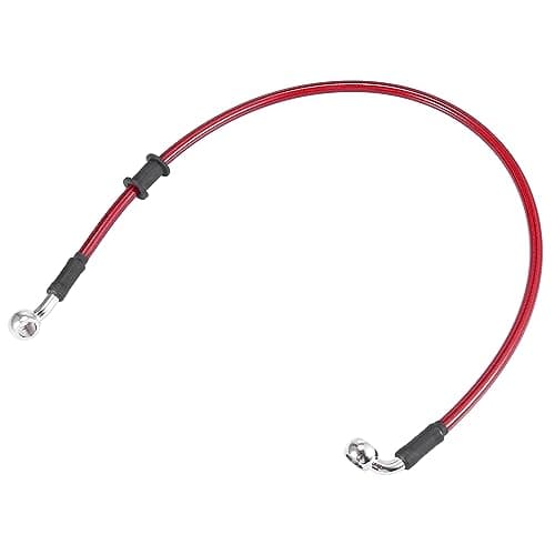 Image of Motoforti Universal 60cm 23.62" Motorcycle Brake Clutch Oil Hose Line Pipe Hydraulic Reinforced Stainless Steel Braided Red