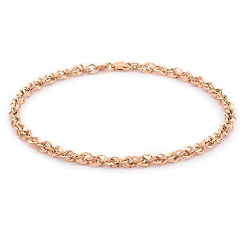 Image of CARISSIMA Unisex 9 ct Rose Gold Hollow 3.1 mm Diamond Cut Prince of Wales Chain Bracelet of Length 19 cm/7.5 Inch