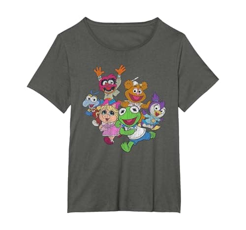 Image of The Muppets Muppet Babies Colour Group T-Shirt, Women's Plus, Asphalt Grey, 5X