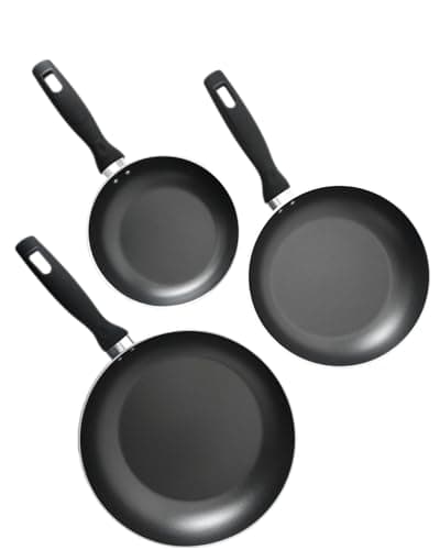 Image of 3-Piece Non Stick Frying Pan Set – Professional Pan Sets Non Stick – 20cm, 24cm, 28cm Frying Pans – Even Heat Distribution – Stay-Cool Handles – Durable Aluminium Pan by Home Theory