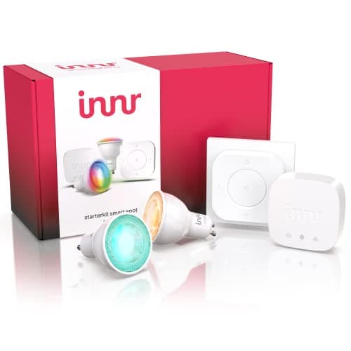 Image of Innr Starter Kit Colour Spot - Bridge, 2X GU10 Smart LED Spot Light & Remote Control, Zigbee RGBW Light, Complete Set, SK 230 C-2 UK