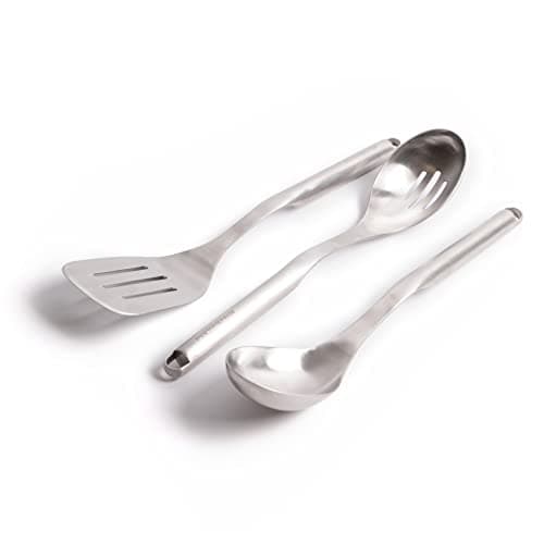 Image of Bundle of KitchenAid Premium Stainless Steel Slotted Food Turner + KitchenAid Premium Stainless Steel Slotted Spoon + KitchenAid Premium Stainless Steel Basting Spoon