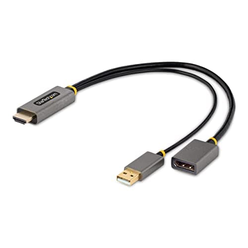 Image of StarTech.com 30cm HDMI to DisplayPort Adapter, Active 4K 60Hz HDR Converter, USB Powered, Source to Monitor for Laptops/PC (128-HDMI-DISPLAYPORT)