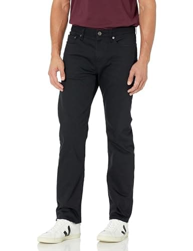 Image of Amazon Essentials Men's Straight-Fit Stretch Jean - Discontinued Colours, Black, 38W / 28L