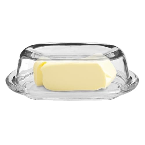 Image of Premier Housewares Butter Dish Glass Design With Airtight Seal (12 cm x 7 cm x 18 cm)