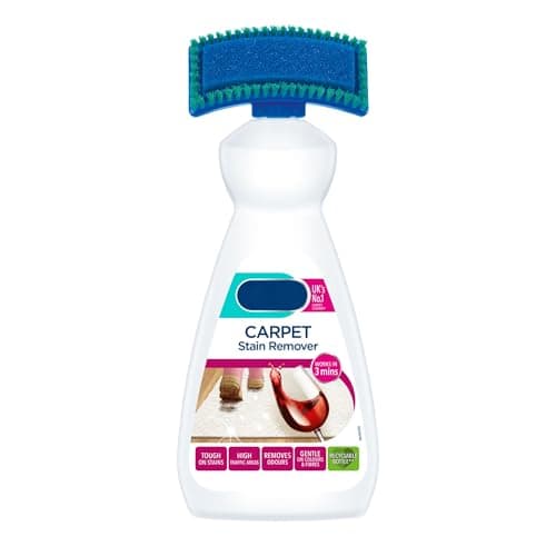 Image of Carpet Stain Remover with Cleaning Brush 650ml – Works in 3 mins – Oxy-Powered Fast-Acting Deep Cleaner for Old Stains & Odours – Colour and Fabric Safe, Pet Friendly