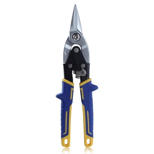 Image of SPEEDWOX 10 Inch Straight Cut Aviation Tin Snips Offset Aviation Snip Labor Saving Tin Snip Wire Cutter for Cutting Metal Sheet with Serrated Jaws Non-Slip Handle Safety Latch and Hanging Hole