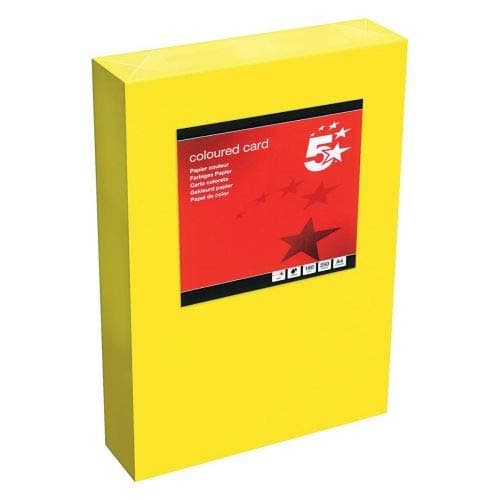 Image of 5 Star Office 938091 160 GSM A4 Tinted Card - Yellow (Pack of 250)