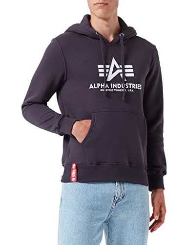 Image of Alpha Industries Basic Hoody Hooded Sweat for Men Grey Heather