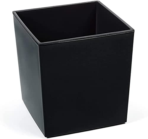 Image of Gordanluk, Low Flowerpot, Square Shiny Gloss Flowerpot with internal liner, indoor plant pot, outdoor plant pots, plastic plant pots white, black, grey, Patio (Black, 19 x 19 x 19.5cm)