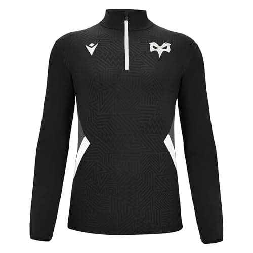 Image of Macron Ospreys Rugby 2024/25 Adults Training ¼ Zip Top (UK, Alpha, XL, Regular, Regular, Black)