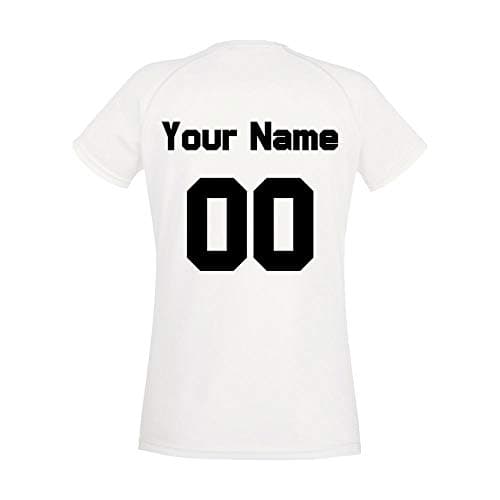 Image of Personalised Women's Football T-Shirt, White, Size X Large, Personalise with Any Name and Number
