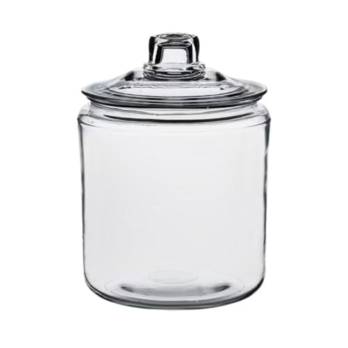 Image of Anchor Hocking Heritage Hill 4L Glass Storage Jar with Lid – Large Airtight Kitchen Canister for Flour, Sugar, Pasta, Sweets & Pantry Storage – Durable Clear Annealed Glass Container (1 Gallon)
