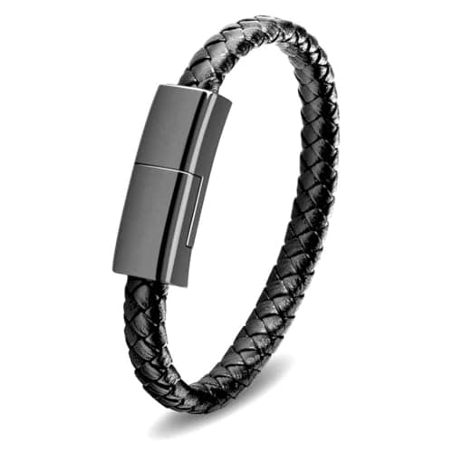 Image of SAMERIO USB to ios lightning Bracelet Charger 22.5cm Portable Short Fast Charging Cable Data Transfer Cord Perfect Christmas Birthday/Valentine's Day Gift