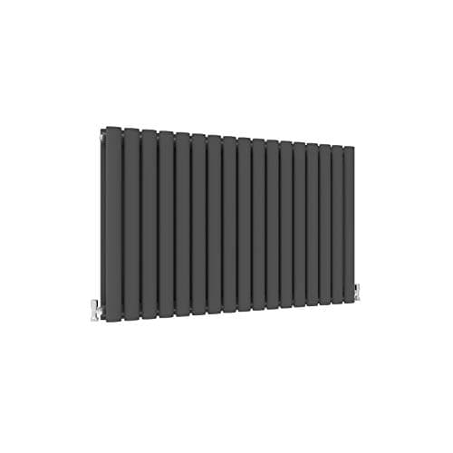 Image of BYB Horizontal Column Anthracite Radiator Oval Double Designer Radiator 600x1003mm Central Heating Interior Design