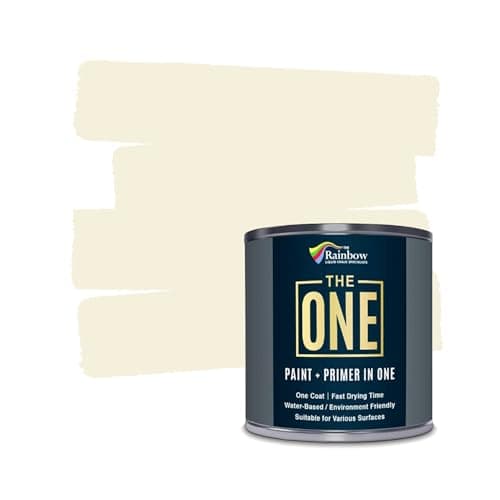 Image of The ONE All-In-One Paint & Primer - Light Cream Gloss, 250 ml | Multi-Surface 1 Coat Formula | Easy Indoor & Outdoor Decorating for Home & Garden Wall, Floor, Furniture | Durable, Water-Based, Low VOC