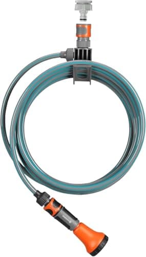 Image of Gardena City Gardening Terrace Spiral Hose 7.5 m: Garden Hose with Integrated Hose Holder, 9 mm Hose Diameter, with Original Gardena System Parts and Shower (18411-20)