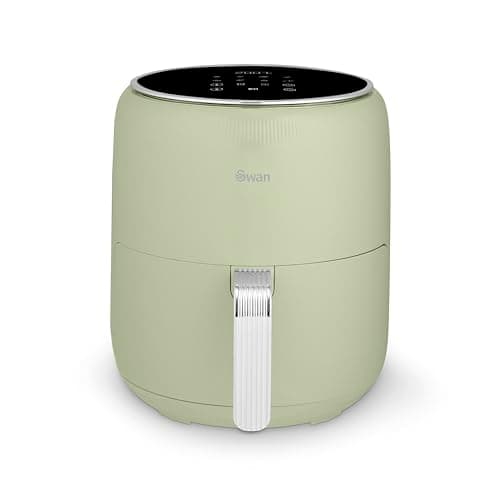 Image of Swan SD10513GRN Retro Digital Air Fryer with Swan Cyclone Technology, 8 Pre-Set Cooking Options, Adjustable Temperature, 4.5L 1500W, Green