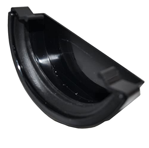 Image of Half Round Guttering External Stop End - Black - Pack of 2