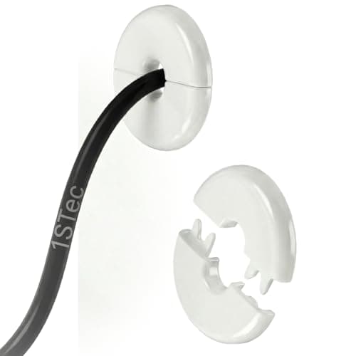 Image of 2 Pack 10mm Split Wall Grommet Hole Tidy Cover Bush to Hide Drill Damage Around Micro Bore Pipe or Repair Cable Entry Point with Self Adhesive Double Sided Tape Wire Management Feed Through Bushing