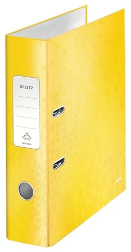 Image of Leitz A4 Lever Arch File, Yellow, 80 mm spine width, WOW Range, 10050016, Design may vary