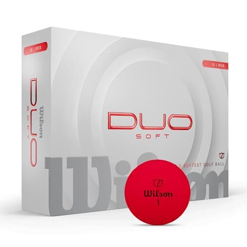 Image of Wilson Duo Soft Golf Balls, Experience a Gentle Feel and Dynamic Energy, Speed Boosting With an Accurate Flight Design, Colour: Red, Pack of 12