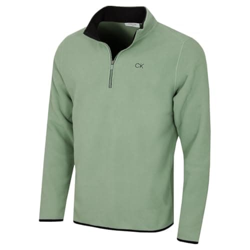 Image of Calvin Klein Mens Polar Fleece 1/2 Zip Stretch Sweater - Sage - L