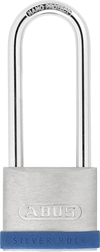 Image of ABUS Padlock Silver Rock 5/50HB80 gl.-6504 - keyed Alike and with high Shackle - Made of Solid zinc - Basement Lock and Much More - ABUS Security Level 7 - Blue/Silver