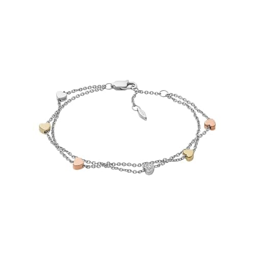 Image of Fossil Bracelet for Women Vintage Motifs, 19 cm Tri-tone Stainless Steel Bracelet, JF02854998