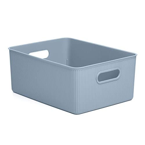 Image of TATAY Plastic Storage Basket 15 L Baobab | Organizer Box | Integrated Handles | Compact and Versatile Design | BPA-Free Plastic | 29.4 x 38.5 x 16 cm, Blue