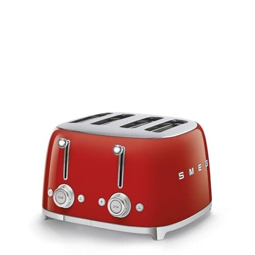 Image of SMEG TSF03RDEU, 4-Slice Toaster 50's Style, Red