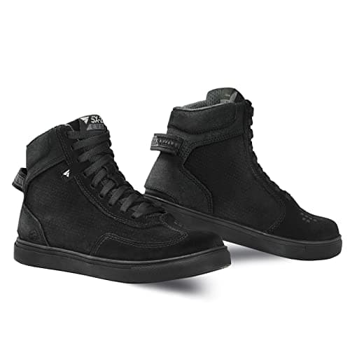 Image of SHIMA SX-2 EVO Lady Motorbike Shoes for Women - Breathable, Reinforced Leather Street Riding Shoes with Ankle Support, Anti-Slip Sole, Gear Pad (Blac),5 UK Black