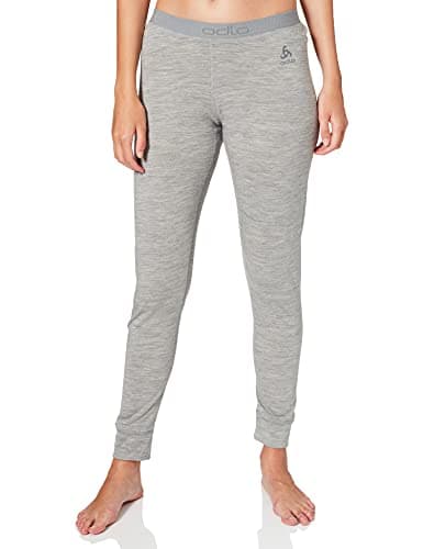 Image of ODLO Women's Natural 100% Merino Warm Base Layer Pants, Grey Melange - Grey Melange, L