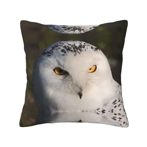 Image of WYYDPPLK Snowy Owl Eyes Print Luxurious Double-Sided Printed Cushion Cover - 100% Polyester - Four Seasons Universal Throw Pillow Cover For Ideal Home Decoration