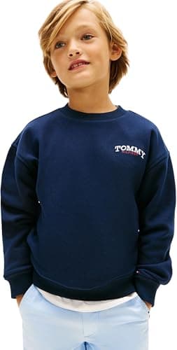 Image of Tommy Hilfiger Boy's Monotype Graphic Sweatshirt KB0KB10255 Sweatshirts, BLUE (Dark Night Navy), 7 Years